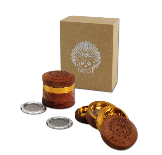 Black Leaf Indianer Alu-/Holzgrinder 4-tlg.