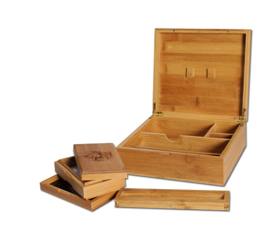 Black Leaf Skull Stoner Box II aus Bambus