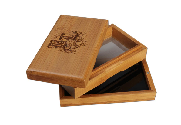 Black Leaf Skull Stoner Box II aus Bambus